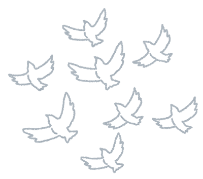 飛んでいる白い鳩の群れイラスト