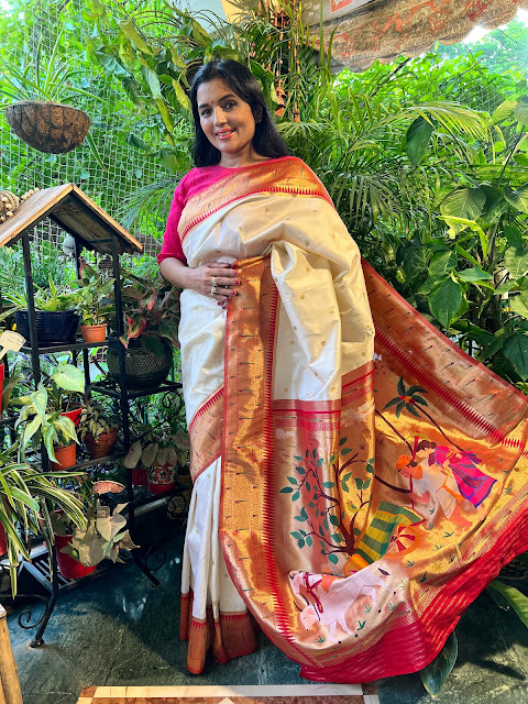 Banarasi paithani saree with a triple muniya border