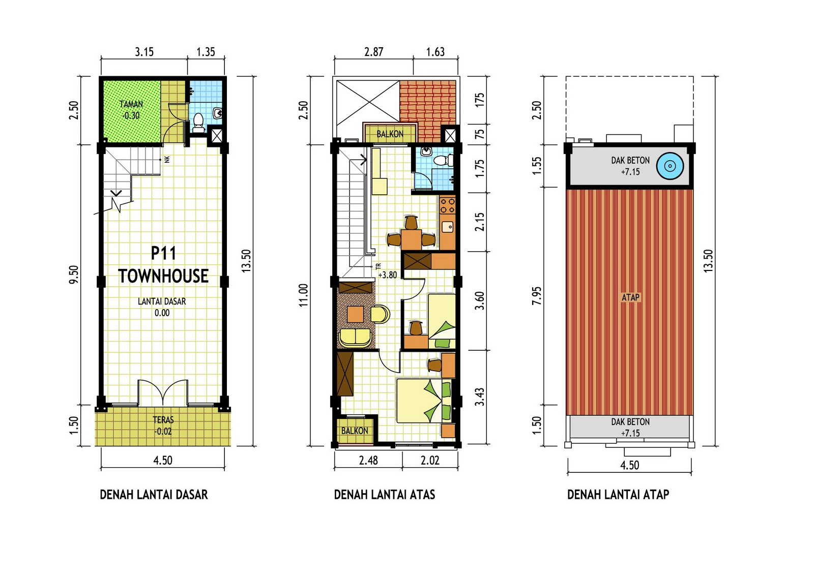 Denah Rumah Lebar 7 Meter denah rumah 2 lantai lebar 7 