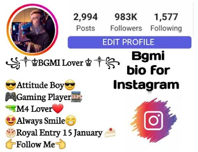 bgmi bio for Instagram