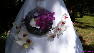 mariage, lunaire, lune, yin yang, orchidée, rose, blanc, roche, cheveux