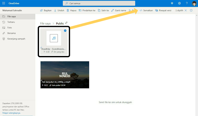 Upload File di OneDrive