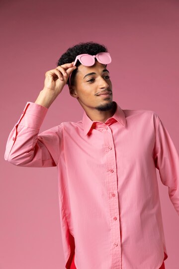 Pink satin shirt for men