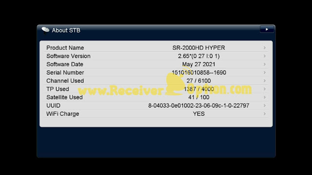 STAR SAT SR-2000 HD HYPER RECEIVER NEW SOFTWARE V2.65 27 MAY 2021