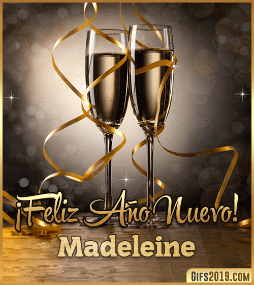 Gif de champagne feliz año nuevo madeleine