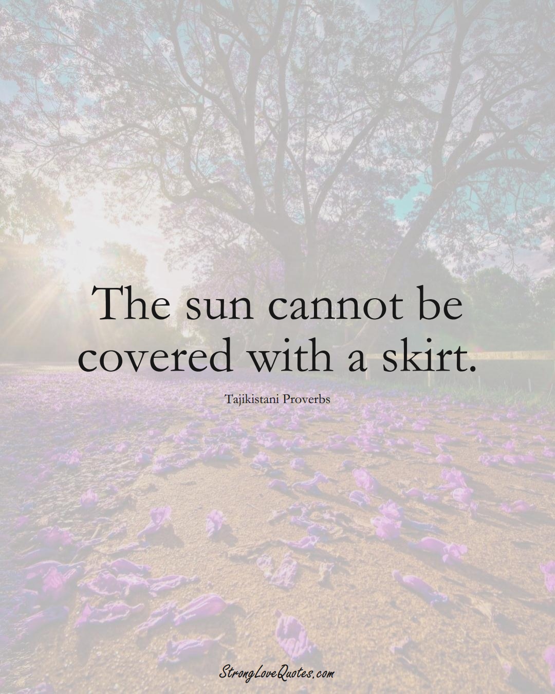 The sun cannot be covered with a skirt. (Tajikistani Sayings);  #AsianSayings