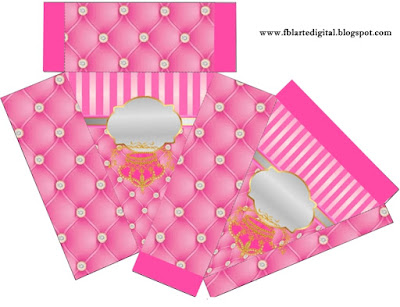 Golden Crown in Pink and Diamonds Free Printable Box.