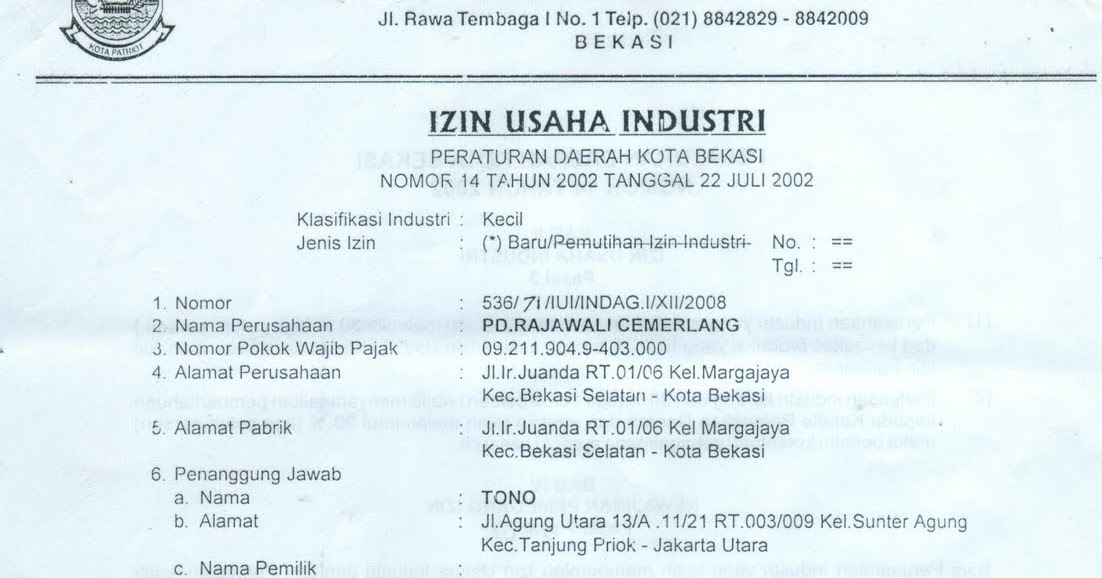 Surat Izin Usaha Industri (SIUI)  Yogos-shelter