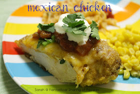 Mexican Chicken - with a seasoned cornmeal crust and colorful toppings, this chicken stands out on any plate!