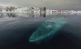 Sunken yacht in Antarctica