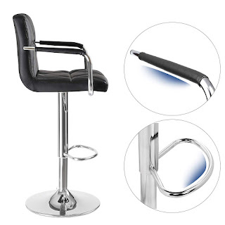 Adjustable Swivel Counter Stool with with Arms and Back