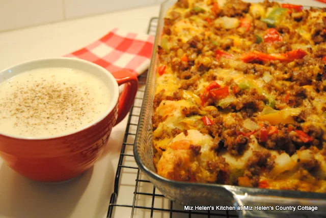 Sausage and Biscuits Breakfast Casserole With Pepper Gravy at Miz Helen's Country Cottage