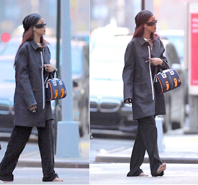 Barefoot Rihanna in New York Streets