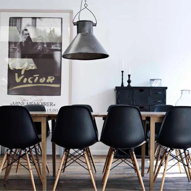 matte black plastic dining room table chairs