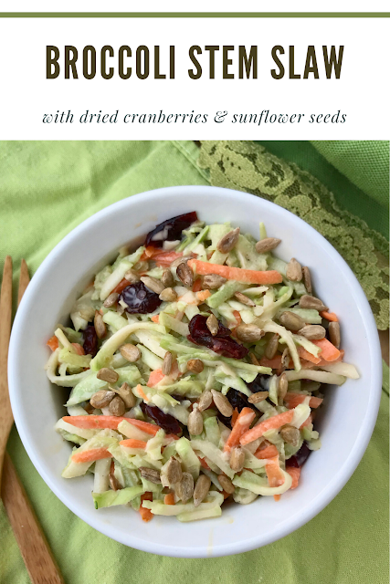 Finished bowl of broccoli stem slaw.