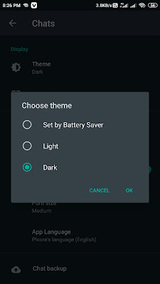 whatsapp dark mode beta