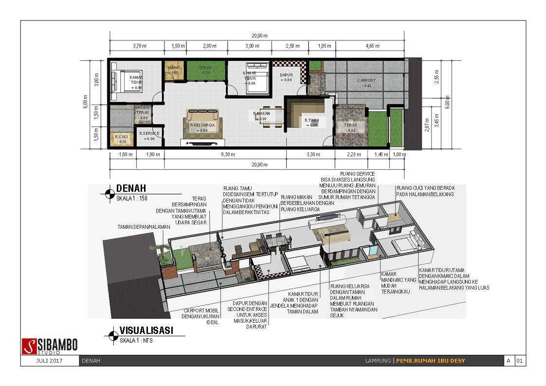 Desain Rumah Panjang 20 Meter Denah Rumah