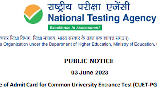 Release of Admit Card for Common University Entrance Test (CUET-PG)-2023