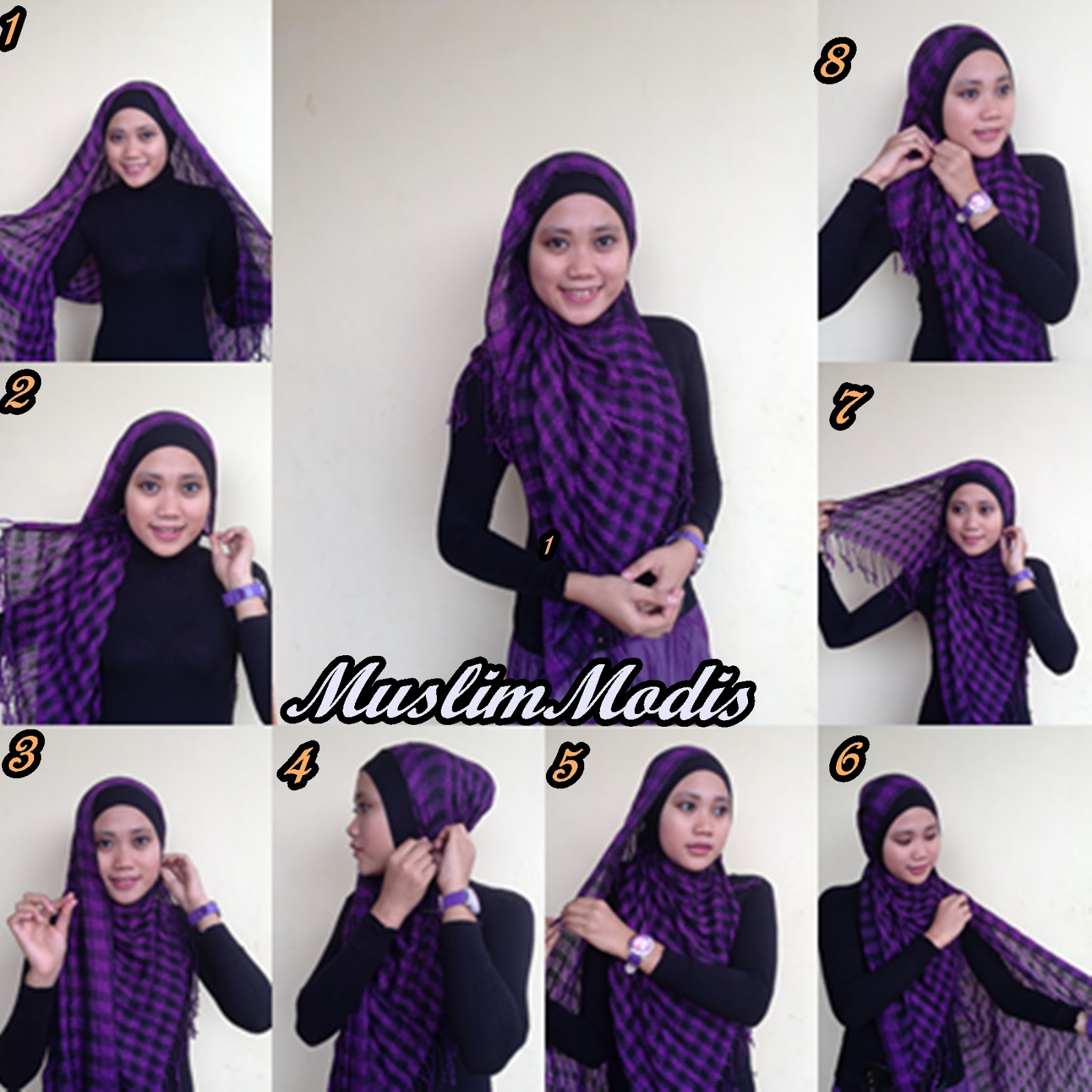 88 Gambar Keren Tutorial Hijab Pashmina Motif Kotak Sayang