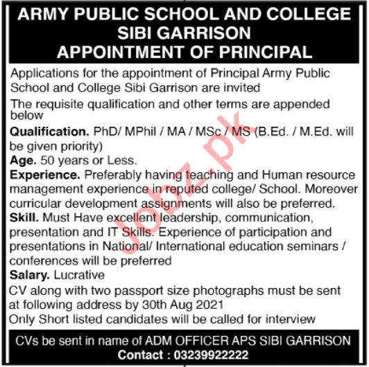 Jobs in Army Public School & College