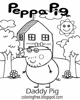 Cool things to color in playgroup drawing ideas Daddy Pig Peppa pig printables easy coloring picture