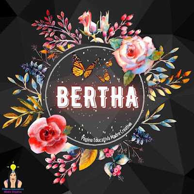 Solapín Nombre Bertha en círculo de rosas gratis