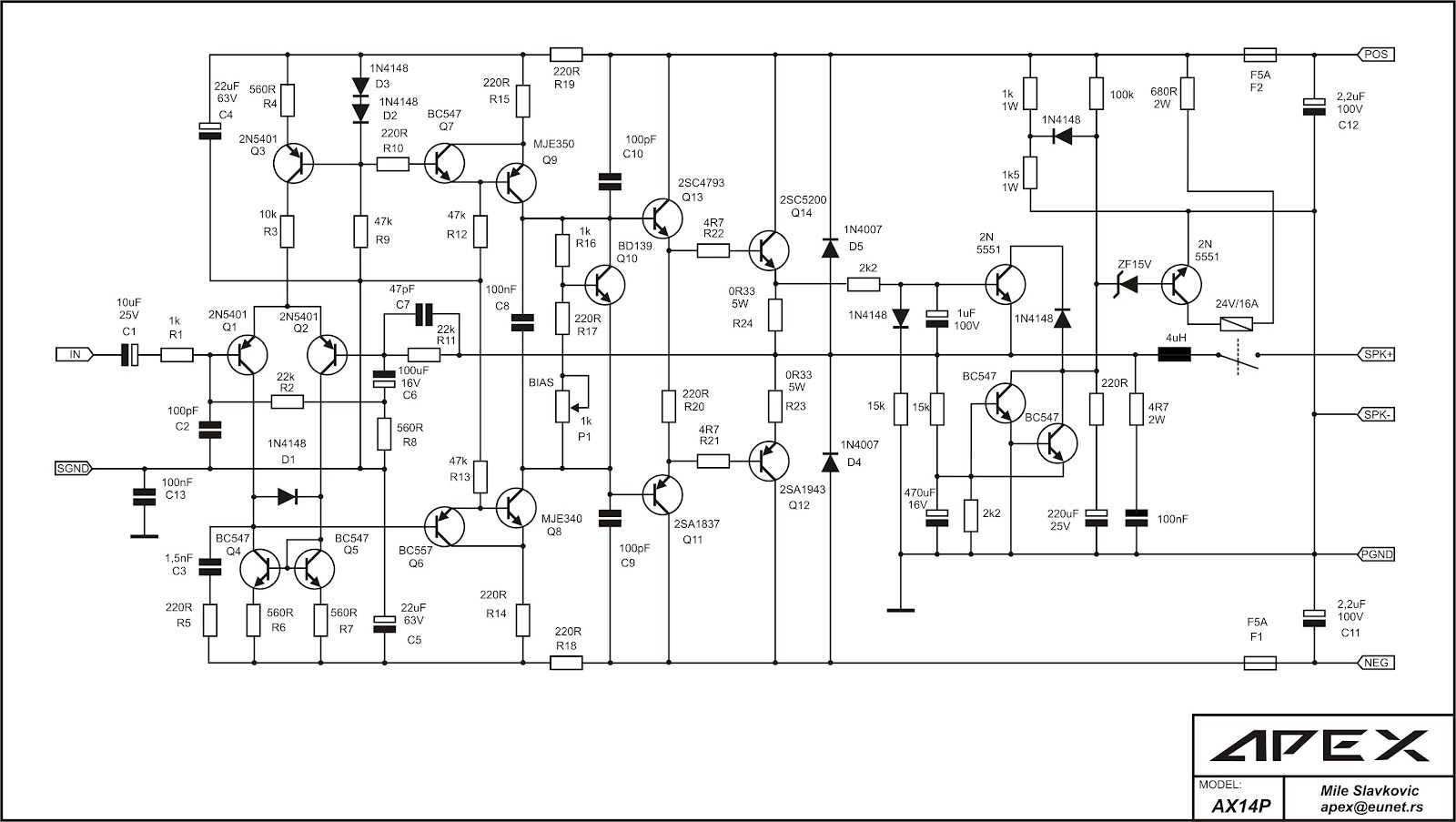 DK Tech PCB  Audio Power  AMPLIFIER SKEMA  POWER  AMP CLASS 