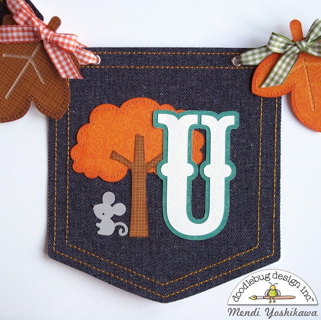 Doodlebug Design Flea Market Thankful Denim Fall Banner by Mendi Yoshikawa