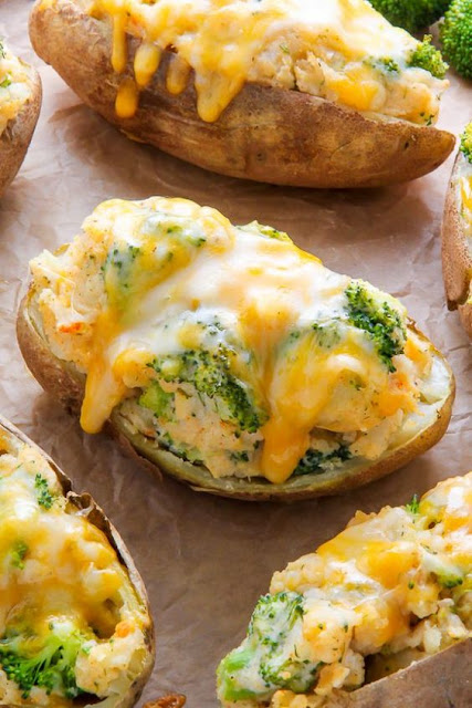 Broccoli and Cheddar Twice-Baked Potatoes are the epitome of comfort food! Add a salad to make them a full meal.