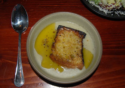 Cardoon soup with a little bit too much oil on top