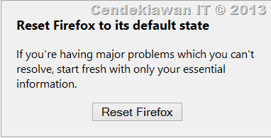 Mozilla Firefox Reset