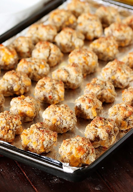 Sausage Balls on Baking Sheet Image