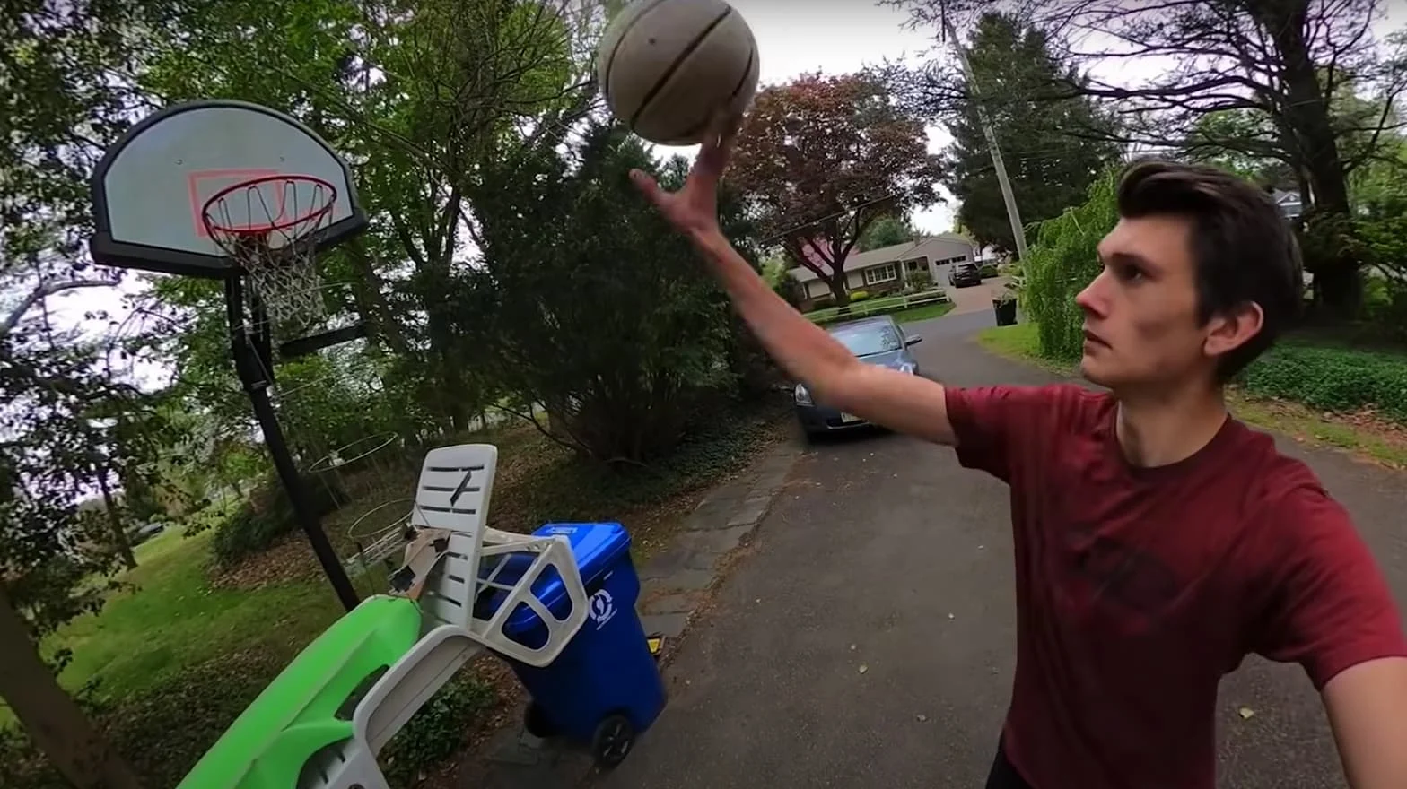 This outdoor Rube Goldberg Machine goes around my entire yard, and swishes a basketball shot after 70 steps. This video was filmed in one take, meaning there are absolutely no hidden cuts or edits. The machine took a month to build and another month to successfully work, so please share this with anyone who needs some entertainment during these strange times!