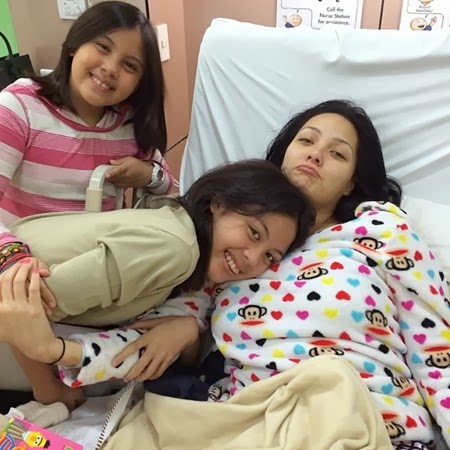 KC Concepcion at the hospital with Miel and Frankie