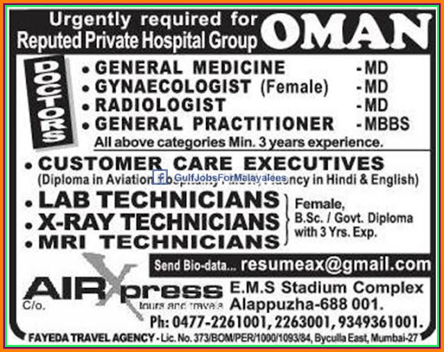 Reputed Hospital Group Jobs for Oman