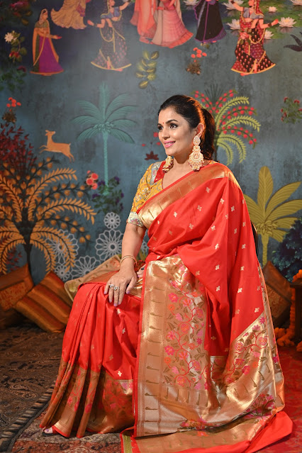 Banarasi red silk paithani saree