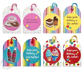 Sunny Studio Blog: Rainbow Birthday Gift Tags Set (using Stitched Arch Dies, Surprise Party Paper, Cruisin' Cuisine & Summer Sweet Stamps)