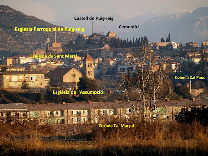 Vista de Cal Marçal i Puig-reig des de la rotonda d'accés a la C-16