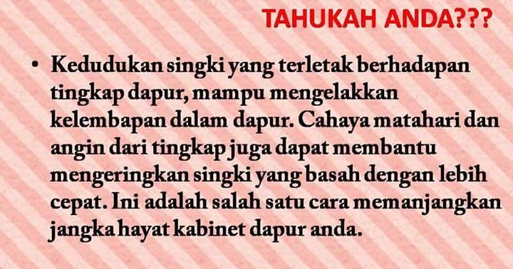 Kedudukan Singki Di Dapur - Cik Azizah