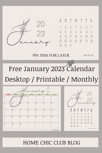 Free January 2023 Calendars