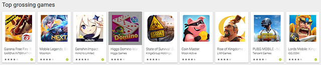 top grossing, google play store