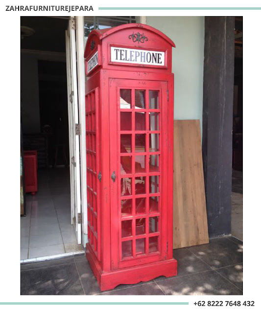 LEMARI TELEPHONE LONDON CAT DUCO WARNA MERAH JUAL 