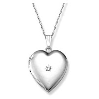 14k White Gold Heart Locket Diamond Accent