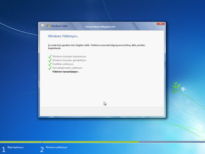 windows 7 kurulum özellikler yükleniyor