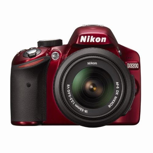 Nikon D3200 24.2 MP CMOS Digital SLR with 18-55mm f/3.5-5.6 AF-S DX VR NIKKOR Zoom Lens (Red)