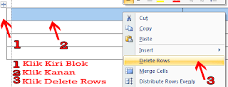 Cara Hapus Baris dan Kolom dari Tabel yang paling umum dilakukan pada ms. word  2007