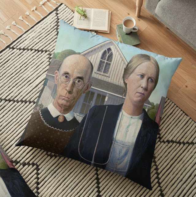 American Gothic home decor pillow.