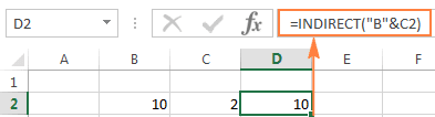 Making indirect references from cell values and text