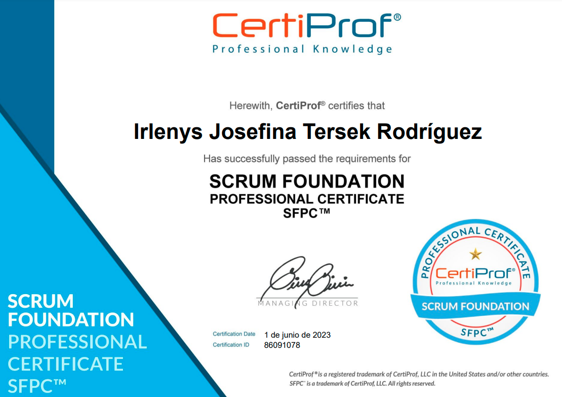 SFPC  Scrum Foundation Professional Certificate 