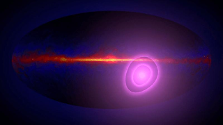 The most likely region where the excess of gamma rays comes from can be seen in purple